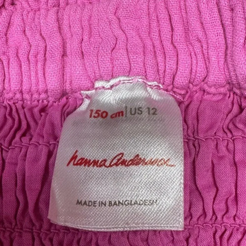 Hannah Anderson Smocked Skirt Cotton Muslin Size 12 Pink Gauze Cotton Fairycore